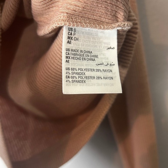 And Now This Ribbed Knit Long Sleeve Top Fitted Casual Tan Size S NWT - Picture 5 of 5